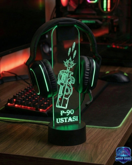 P90 SİLAH TEMALI RGB KULAKLIK TUTACAĞI