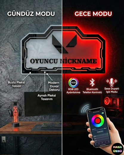 Kişiye Özel VALORANT Temalı Akıllı RGB Duvar Dekoru