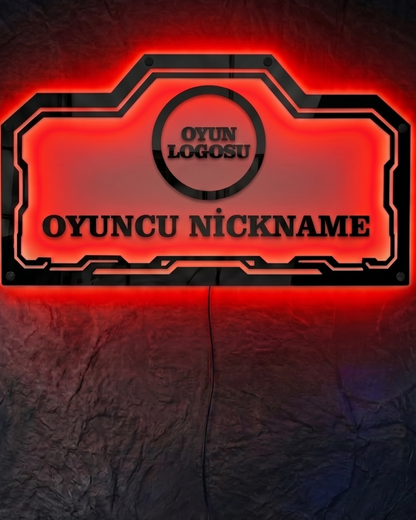 Kişiye Özel Oyun Logolu ve Nickname Yazılı RGB Duvar Dekoru