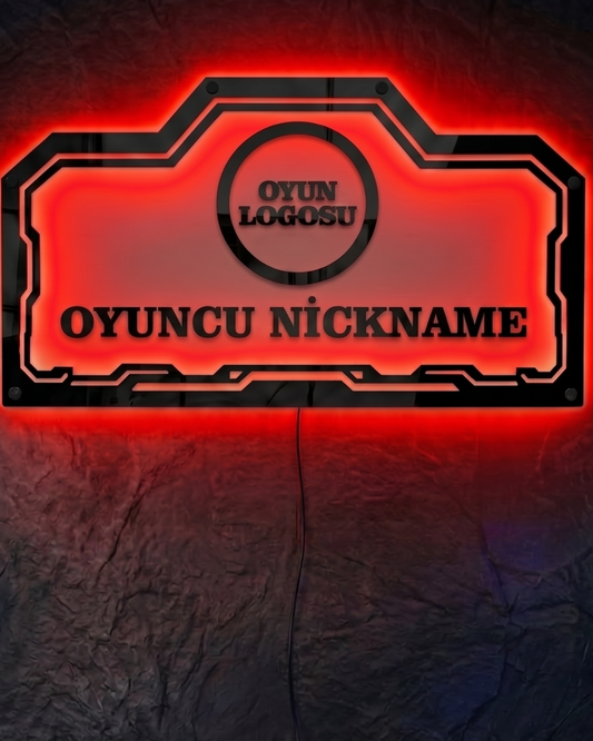 Kişiye Özel Oyun Logolu ve Nickname Yazılı RGB Duvar Dekoru