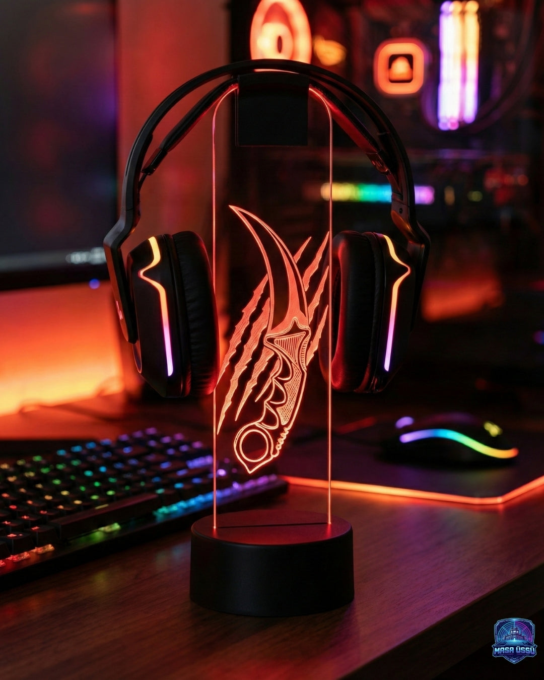 KARAMBİT BIÇAK TEMALI RGB KULAKLIK TUTACAĞI
