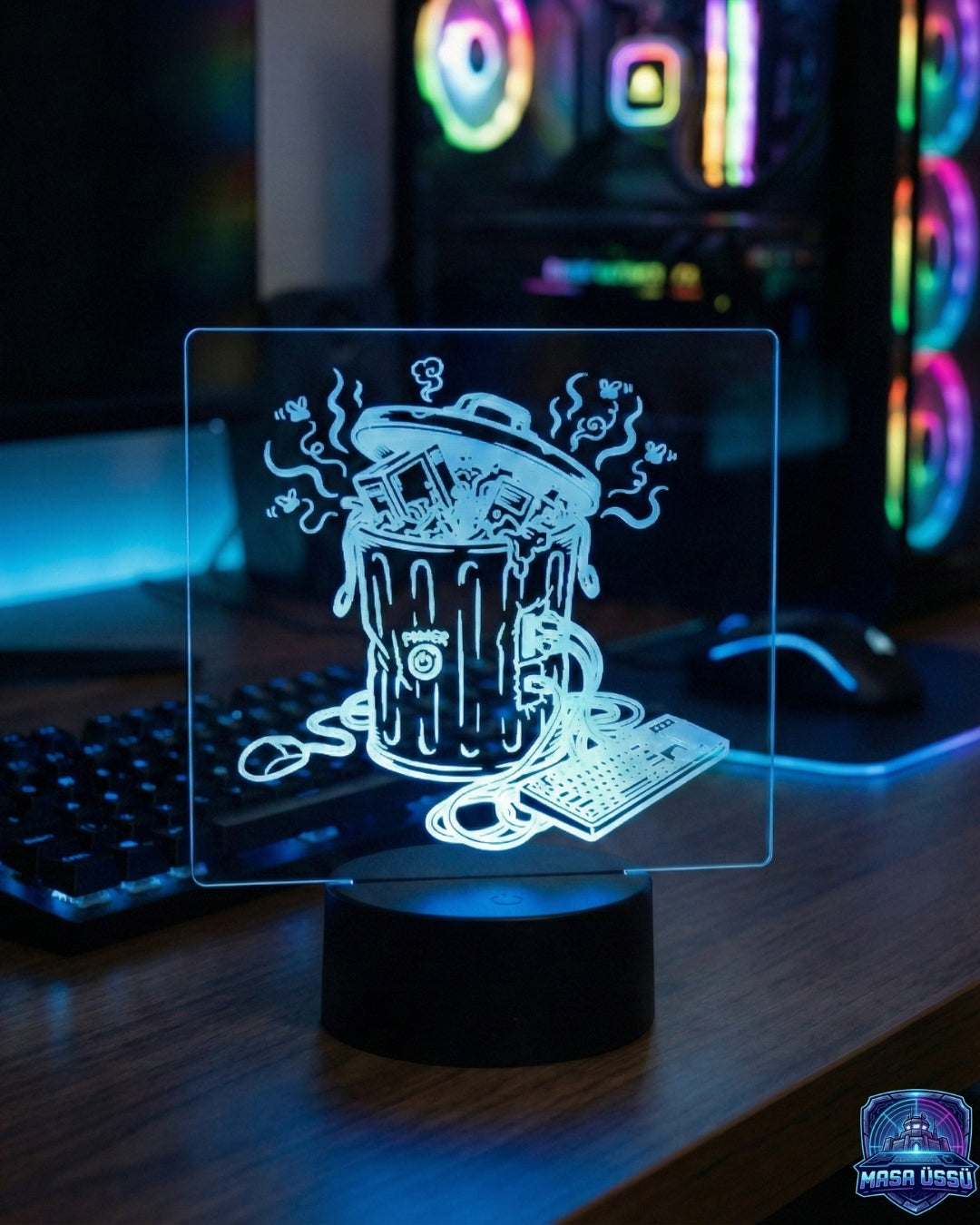 ÇÖP STUP TEMALI MASA ÜSTÜ RGB DEKARASYON