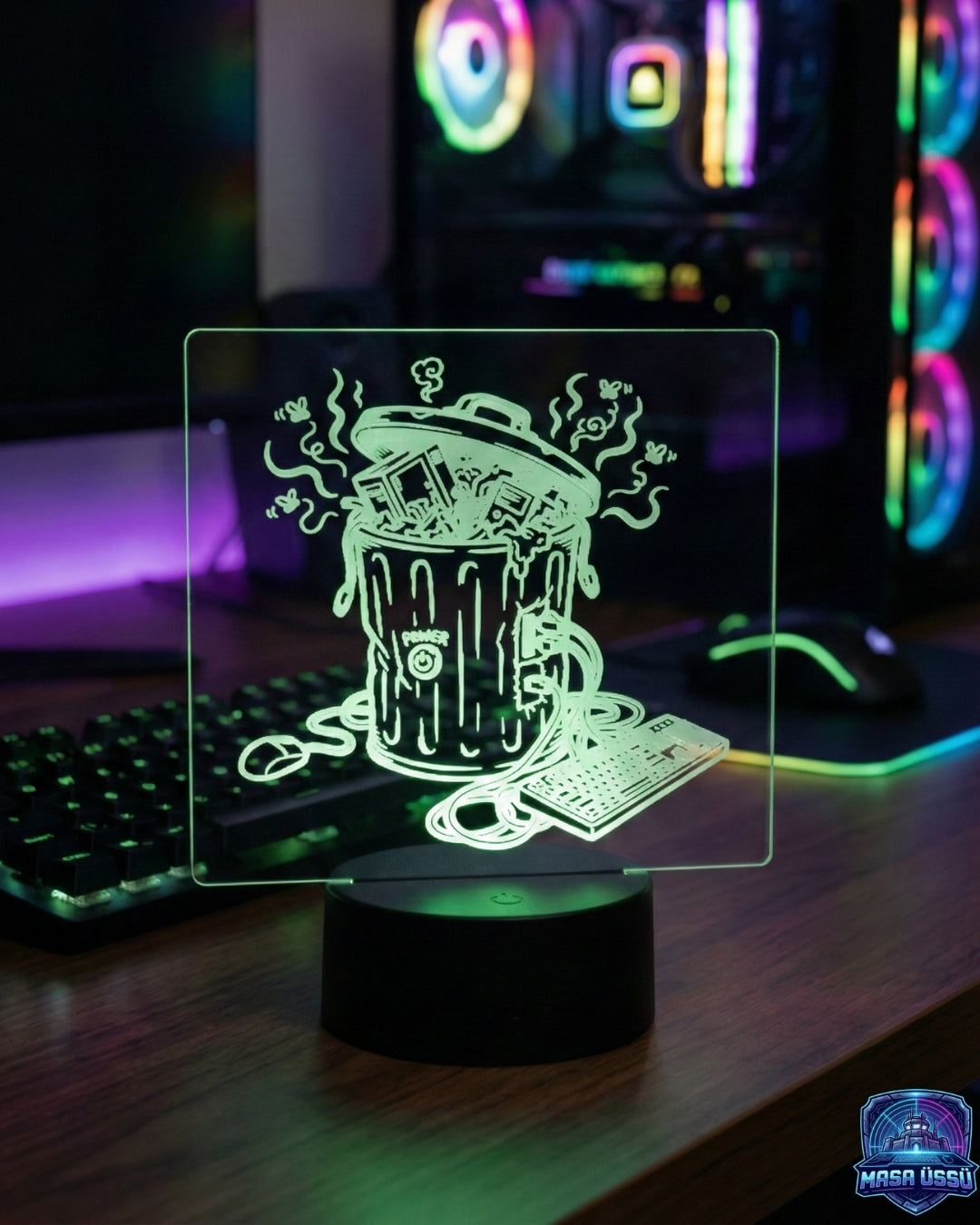 ÇÖP STUP TEMALI MASA ÜSTÜ RGB DEKARASYON