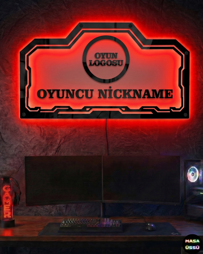 Kişiye Özel Oyun Logolu ve Nickname Yazılı RGB Duvar Dekoru
