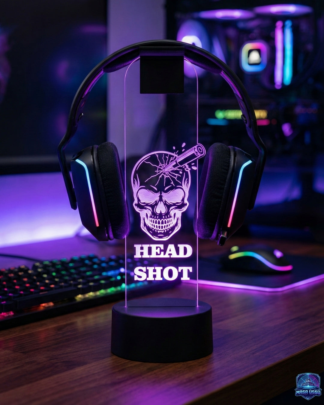 HEAD SHOT TEMALI RGB KULAKLIK TUTACAĞI