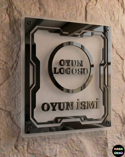 Kişiye Özel Oyun Logolu ve İsimli Kare RGB Duvar Dekoru