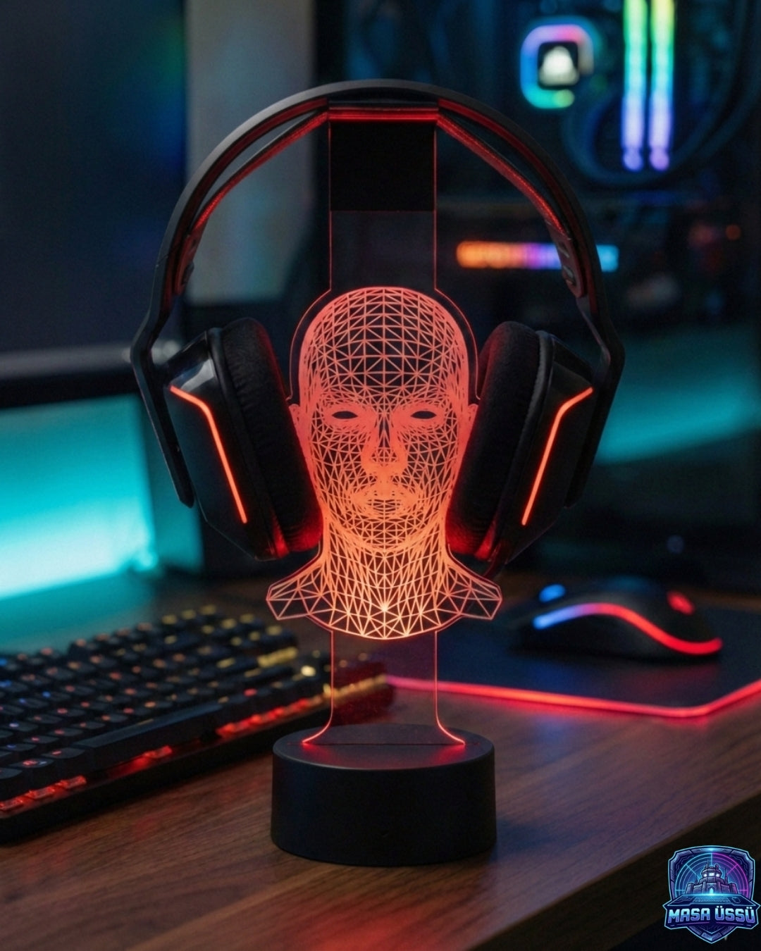 ÇİZGİLİ İNSAN KAFASI TEMALI RGB KULAKLIK TUTACAĞI