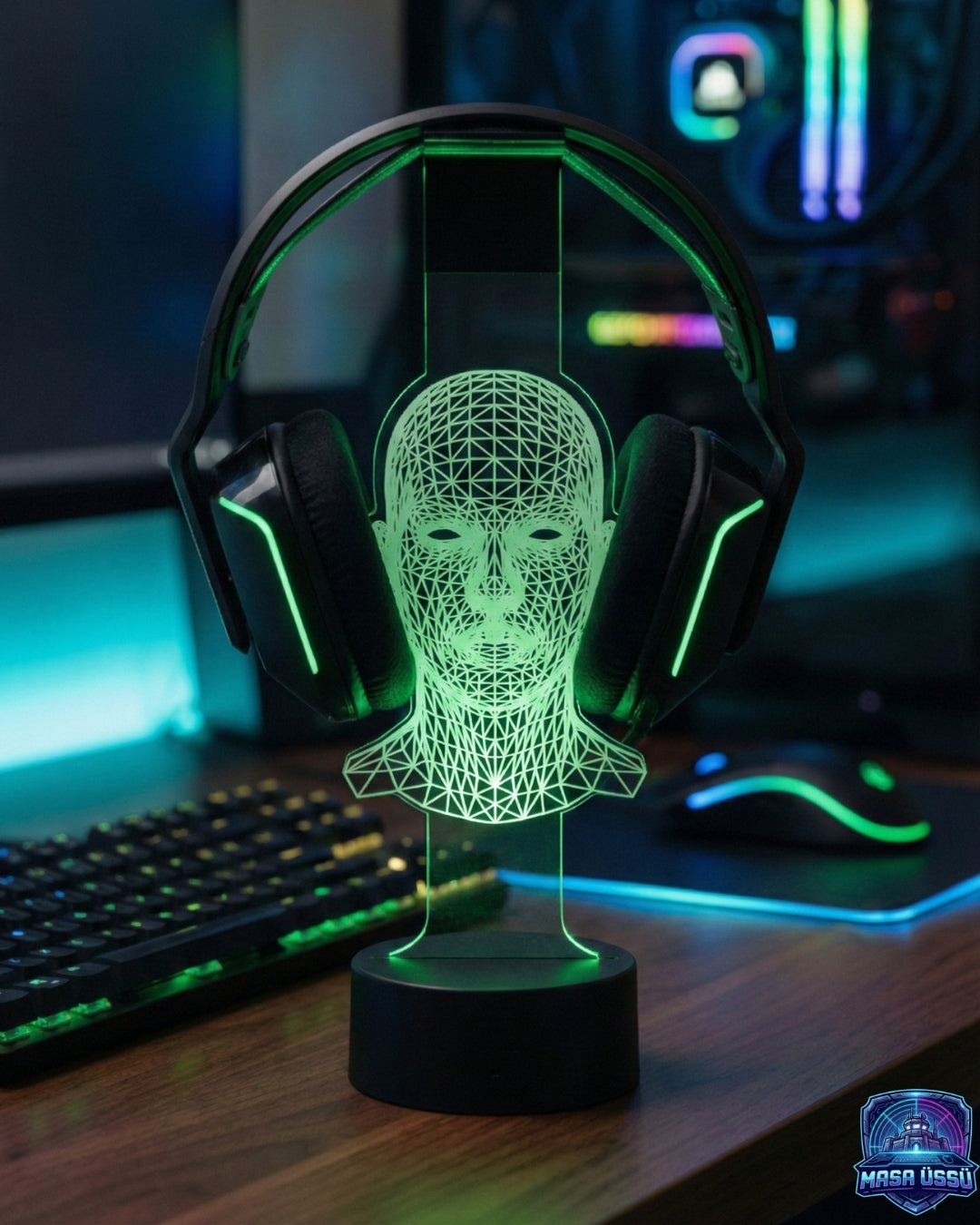 ÇİZGİLİ İNSAN KAFASI TEMALI RGB KULAKLIK TUTACAĞI