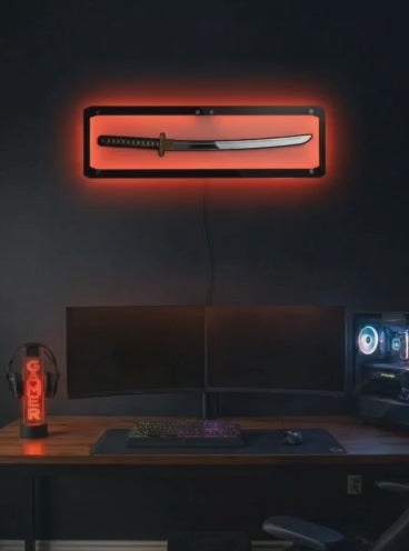 Katana Samuray Kılıcı Tasarımlı RGB LED Işıklı Duvar Lambası
